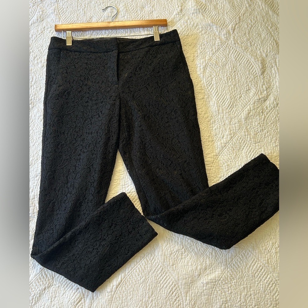 Adrianna Papell Evening Essentials Black Lace skinny dress pants. Size 6. Nice!
